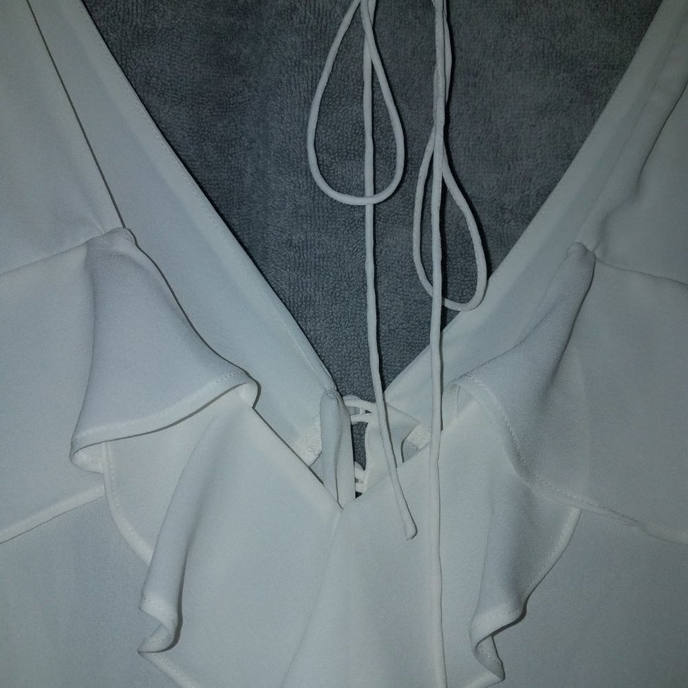 Express White Ruffle Tank Top - Picture 6 of 8